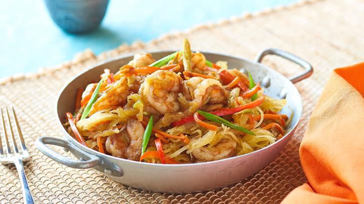 Spaghetti Squash Shrimp Lo Mein